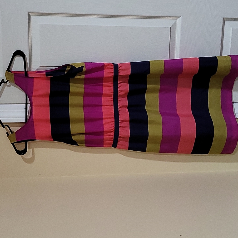 Ann Taylor Loft shift dress multicolor strip size medium